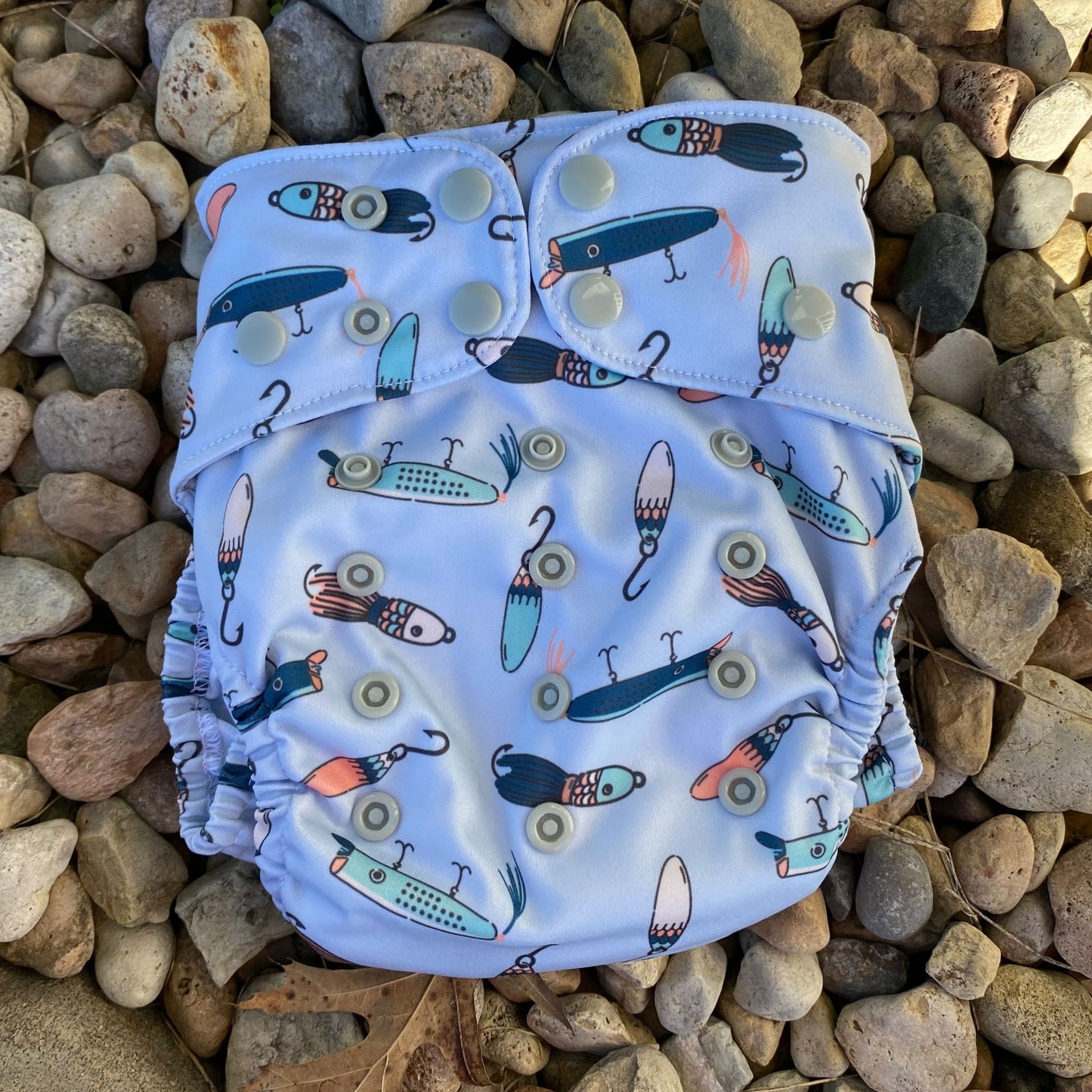 PETITE OS (8-35lbs) 3D Gusset Pocket™ Cloth Diaper in TACKLE BOX