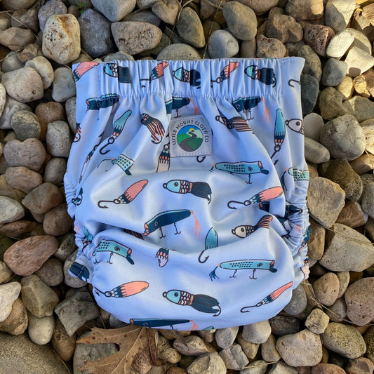 PETITE OS (8-35lbs) 3D Gusset Pocket™ Cloth Diaper in TACKLE BOX