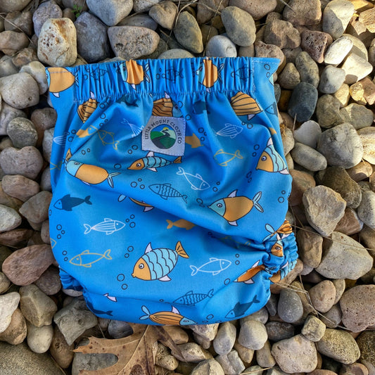 PETITE OS (8-35lbs) 3D Gusset Pocket™ Cloth Diaper in IN THE SEA