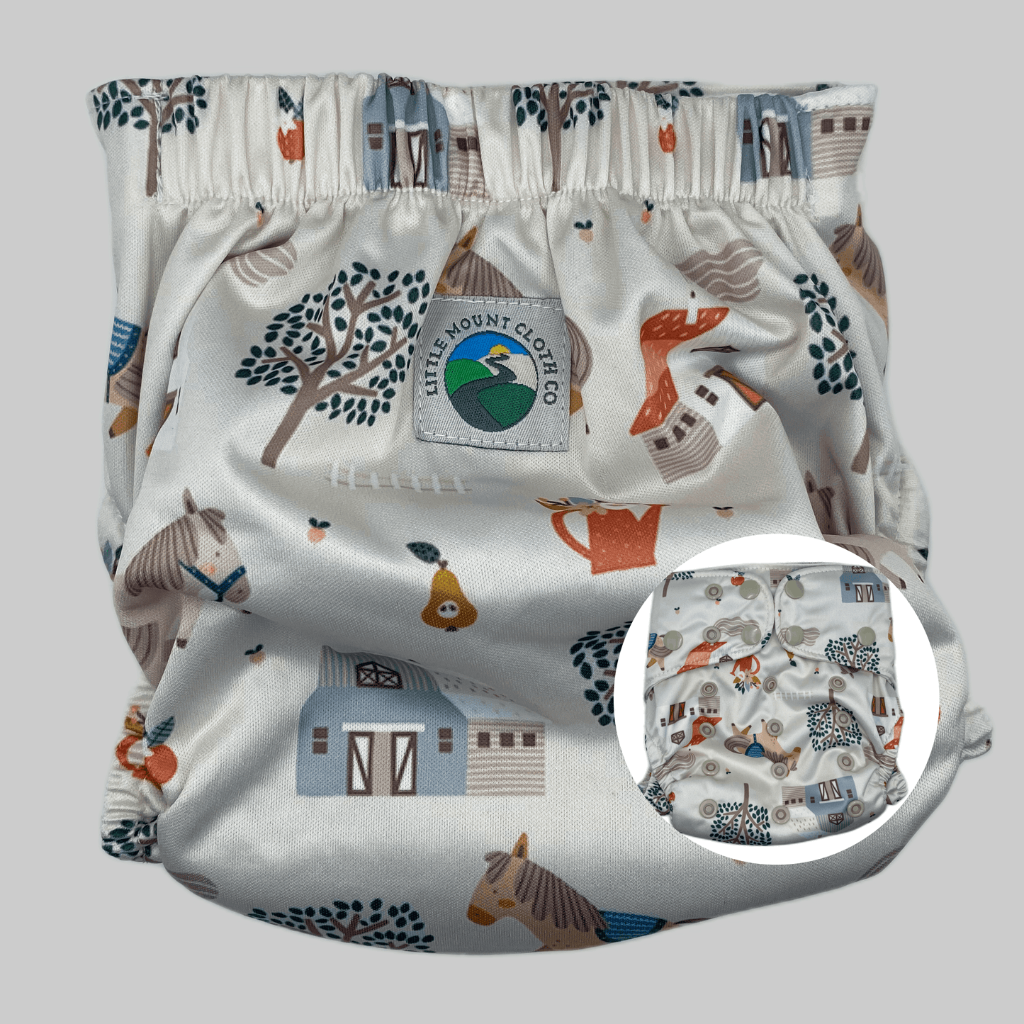 Petite OS (8-35lbs) 3D Gusset Pocket Diaper™ in Frolicking Fillies
