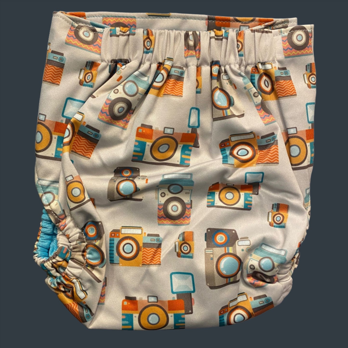 TODDLER (18-55lbs) 3D Gusset Pocket™ Cloth Diaper in Vintage Cameras
