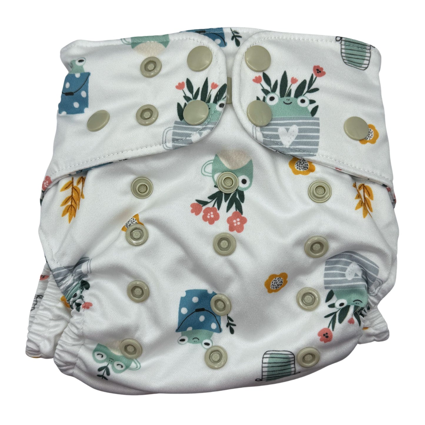 PETITE OS (8-35lbs) 3D Gusset Pocket™ Cloth Diaper in HOP IN THE BUCKET