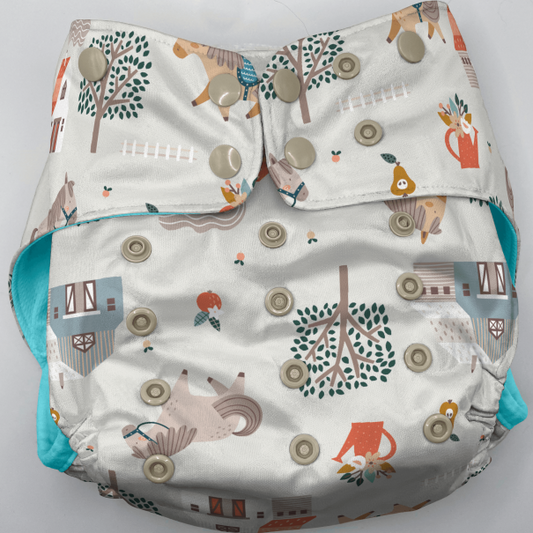 Toddler (18-55lbs) 3D Gusset Pocket Diaper™ in Frolicking Fillies