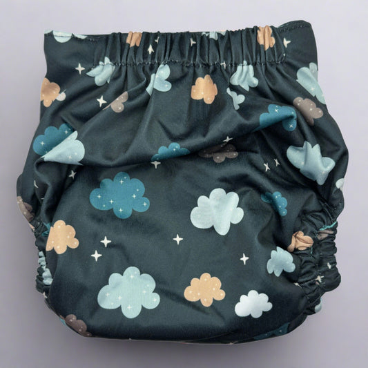 TODDLER (18-55lbs) 3D Gusset Pocket™ Cloth Diaper in Cloudy Night