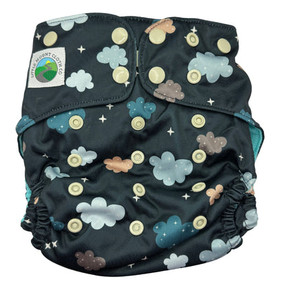 TODDLER (18-55lbs) 3D Gusset Pocket™ Cloth Diaper in Cloudy Night