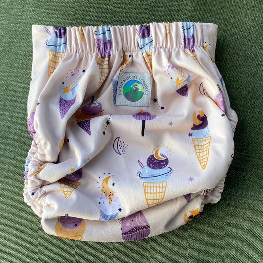 PETITE OS (8-35lbs) 3D Gusset Pocket™ Cloth Diaper in Stellar Scoops