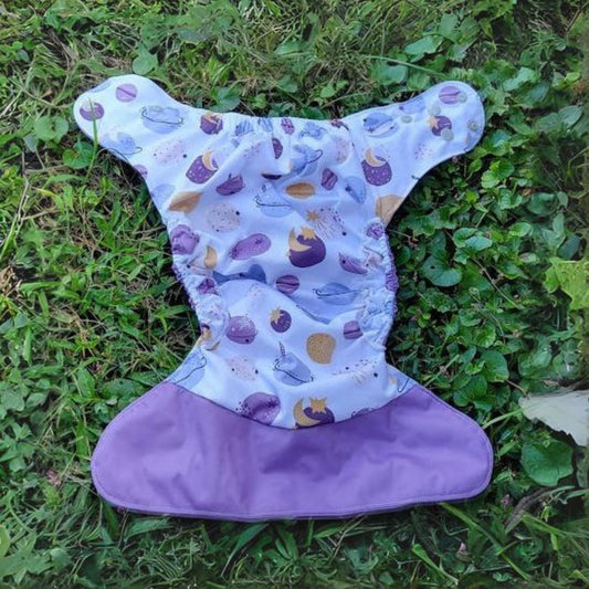 Toddler (18-55lbs) 3D Gusset Pocket™ Cloth Diaper in TARO (PRINTED AWJ)