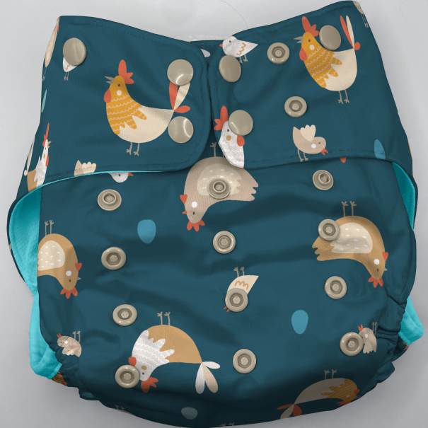 XL 3D Gusset Pocket Diaper™ in Spring Chickens